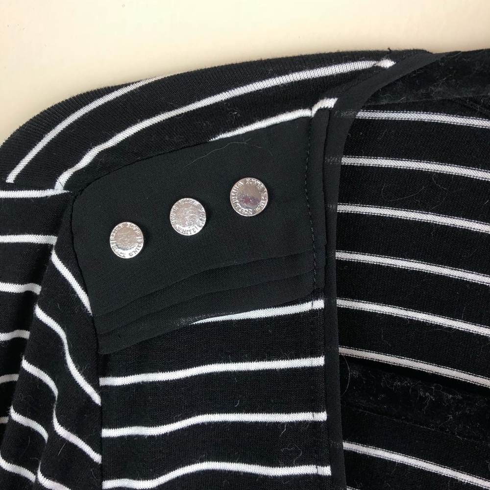 White House Black Market Black & White Striped Long Sleeve Tee - Picture 2 of 7